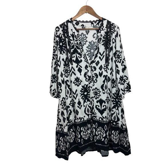Cato Tops - CATO‎ Black and White Floral Women's Dress Flowy Pockets